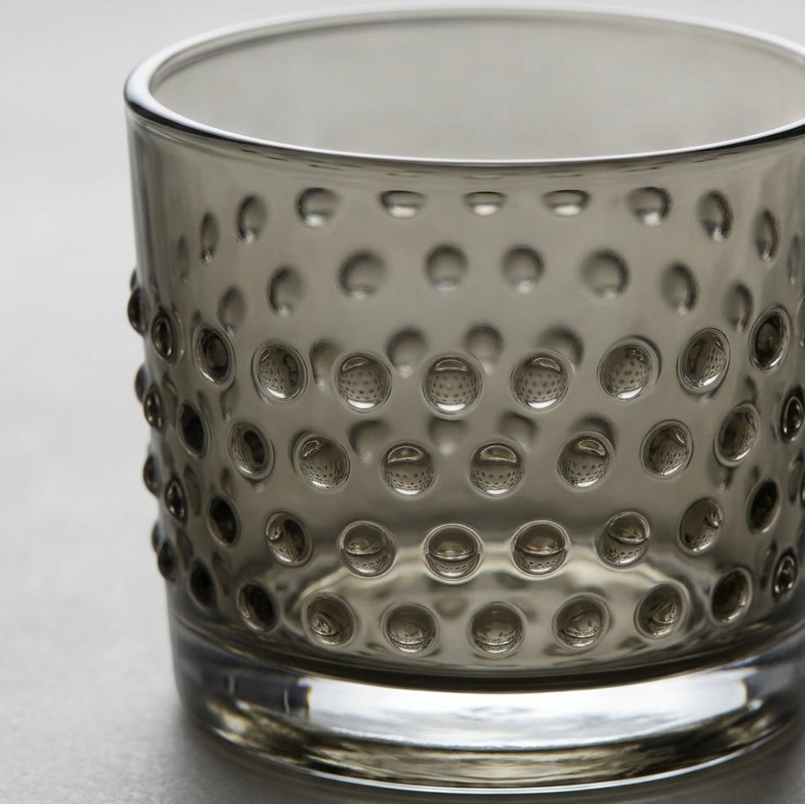 Vibns Dotcrest Smoke Embossed Highball Glasses 13 oz Set of 2 - Detail view