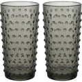 Vibns Dotcrest Smoke Embossed Highball Glasses 13 oz Set of 2 - Product view
