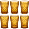 Vibns Prismbloom Amber Embossed Glasses 10 oz Set of 6 - Product view