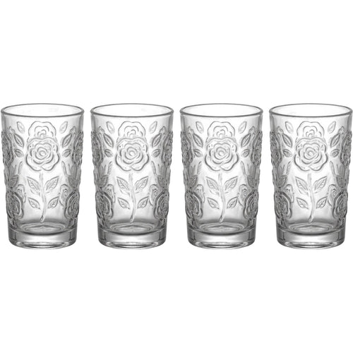 Vibns Rosettefield Clear Embossed Tumblers 12 oz Set of 4 - Product view