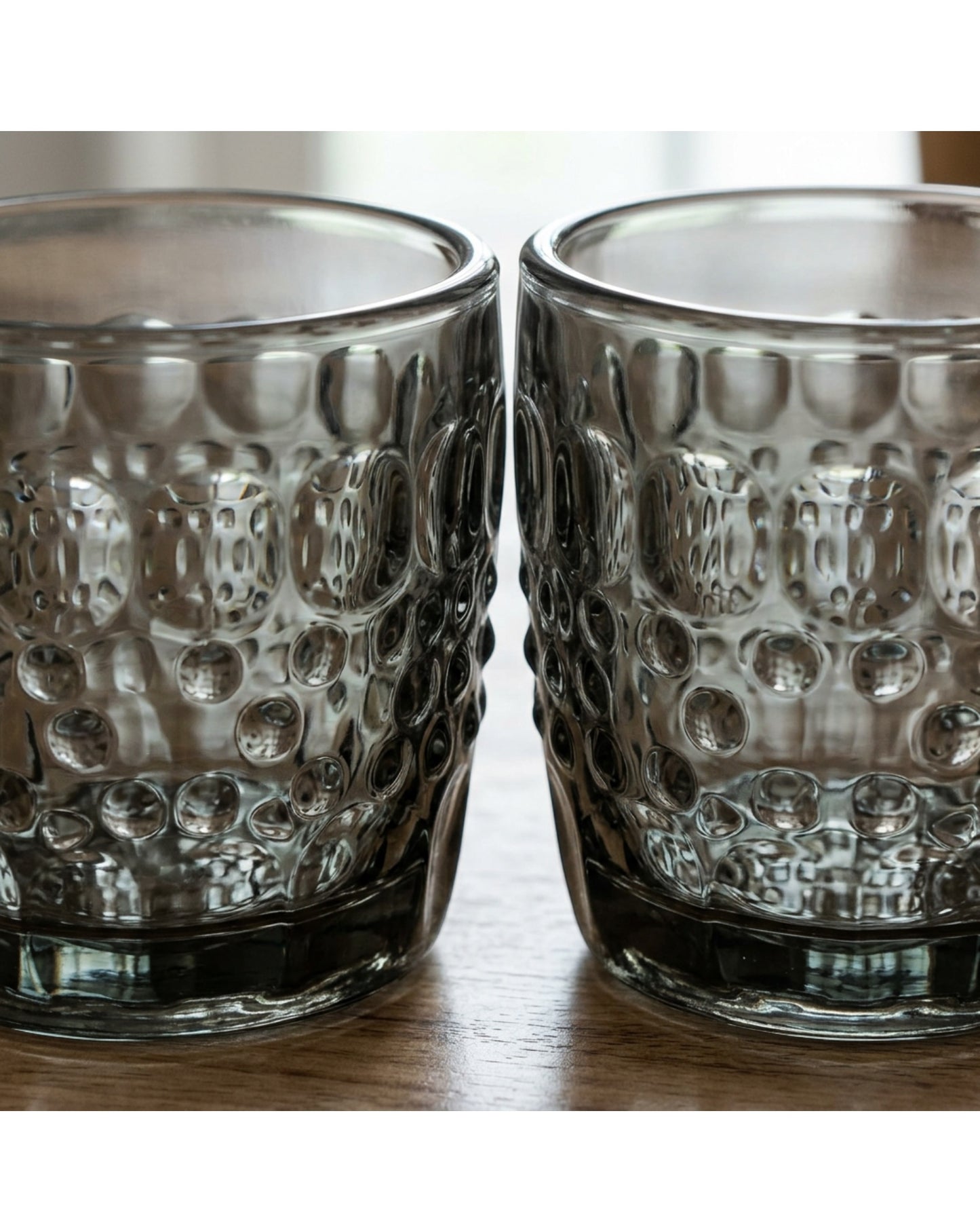 Vibns Vintage Embossed Glass Drinking Cups Smoke 13 oz Pair