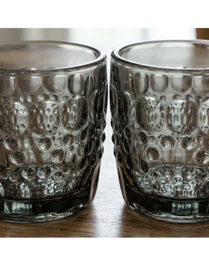 Vibns Vintage Embossed Glass Drinking Cups Smoke 13 oz Pair