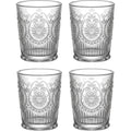 Vibns Vintage Embossed Glass Tumblers Clear 12 oz Set of 4