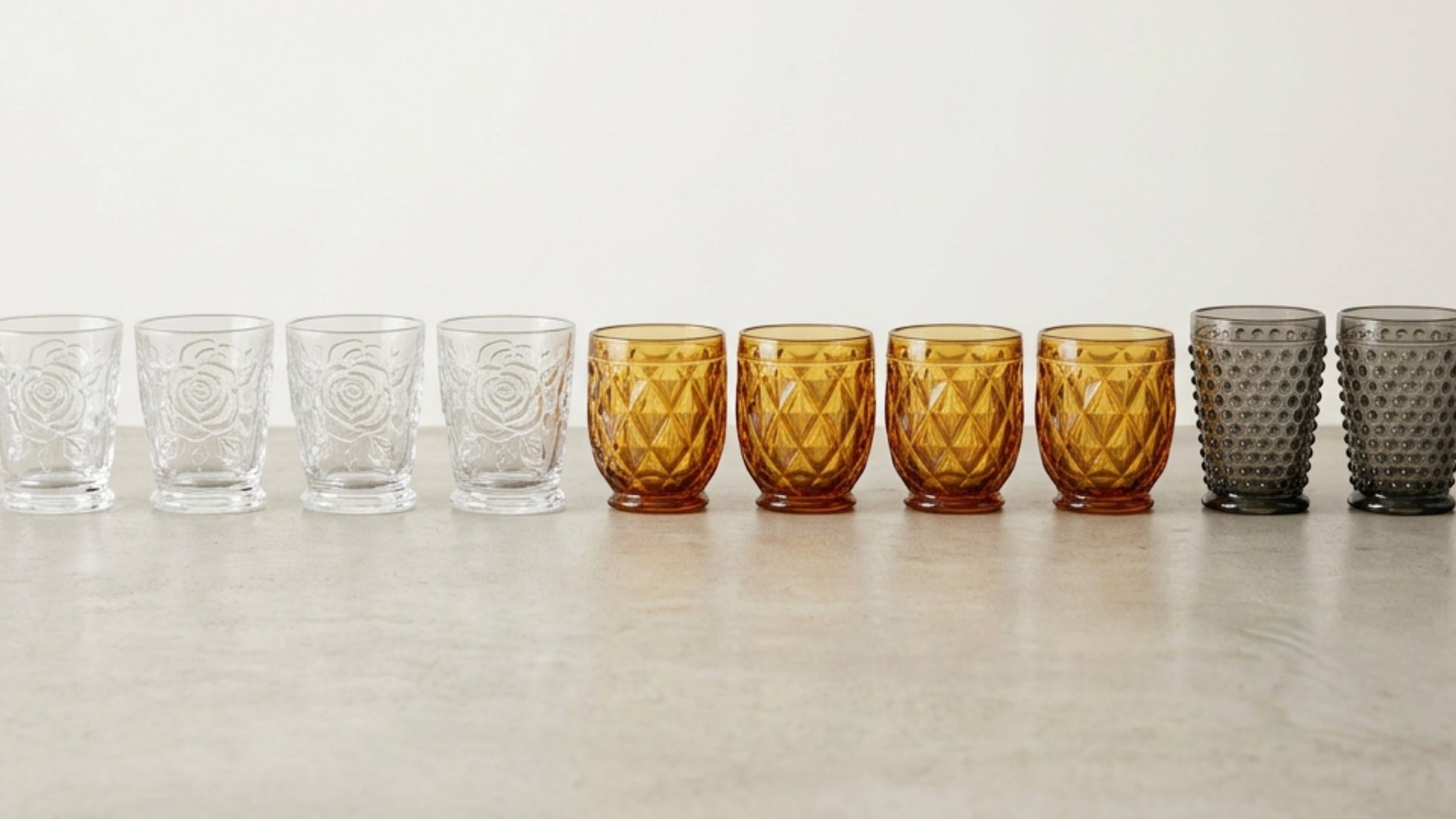 Vibns Vintage Embossed Drinking Glasses
